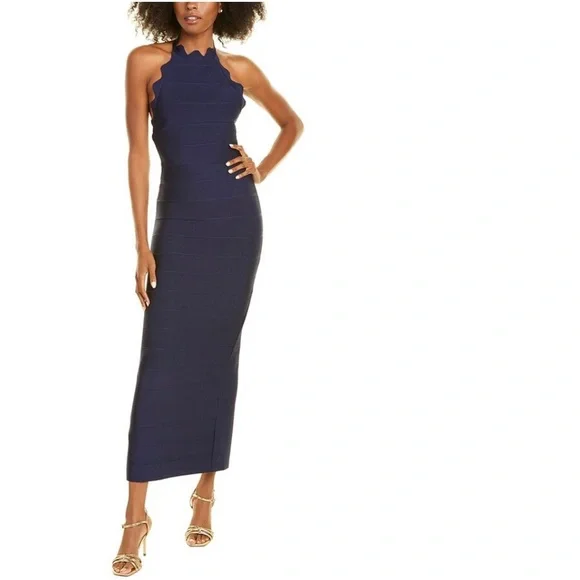 Herve Leger | Dresses | Herve Leger Scalloped Halter Dress | Poshmark